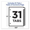 Avery Dennison Table of Contents Index 8-1/2 x 11", White, PK31 11128